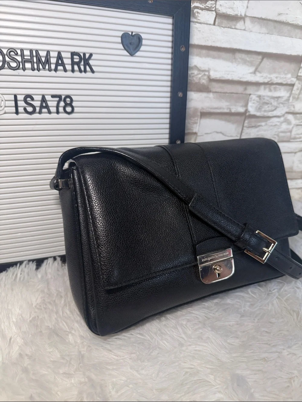 KATE SPADE NEW YORK  Milna Lovett Street Black Leather Cross Body Bag
